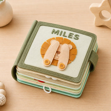 Lion Theme - Personalized Busy Book For Kids, Montessori Fabric Busy Book