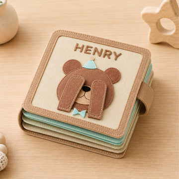 Teddy Theme - Personalized Busy Book For Kids, Montessori Fabric Busy Book