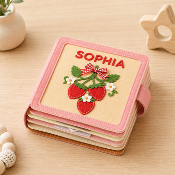 Berry Theme - Personalized Busy Book For Kids, Handmade Felt Quite Book, Montessori Fabric Busy Book