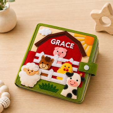 Farm Theme - Personalized Busy Book For Kids, Montessori Fabric Busy Book