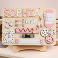 Customized Montessori Busy Board With Baby Name - Wooden Montessori Toys | KindlyToys, BB10 - Kindlytoys